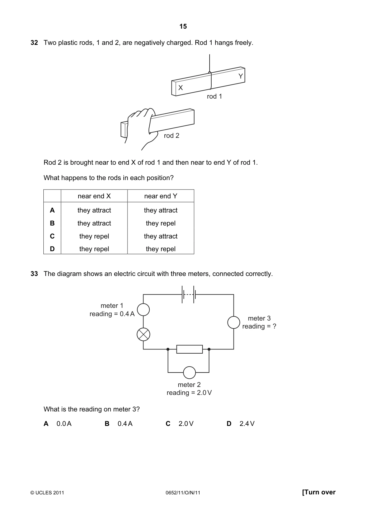 Cambridge IGCSE Physical Science 0652 2011 Oct/Nov Paper 1 · Variant 1 question paper, page 15 of 20