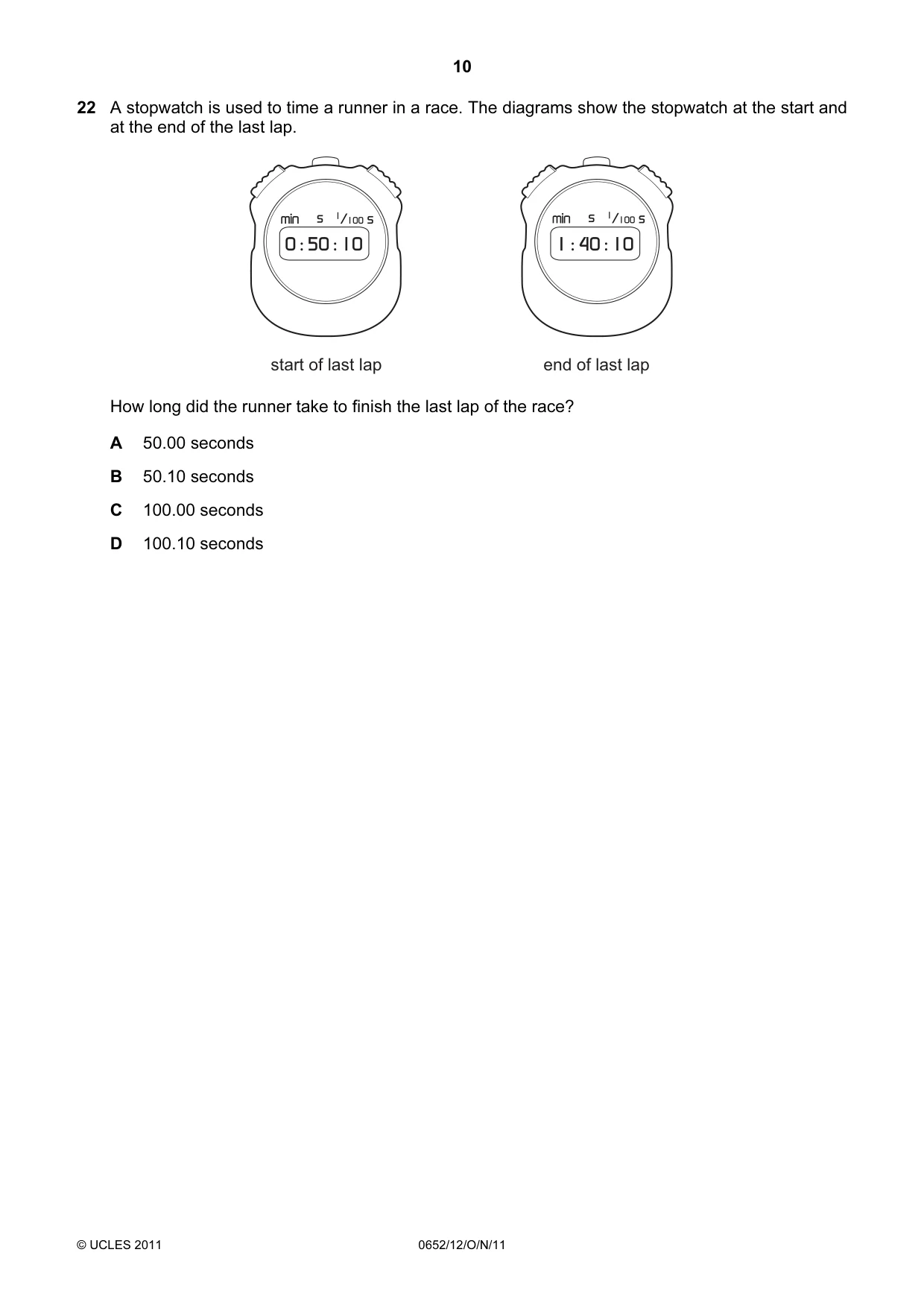 Cambridge IGCSE Physical Science 0652 2011 Oct/Nov Paper 1 · Variant 2 question paper, page 10 of 20