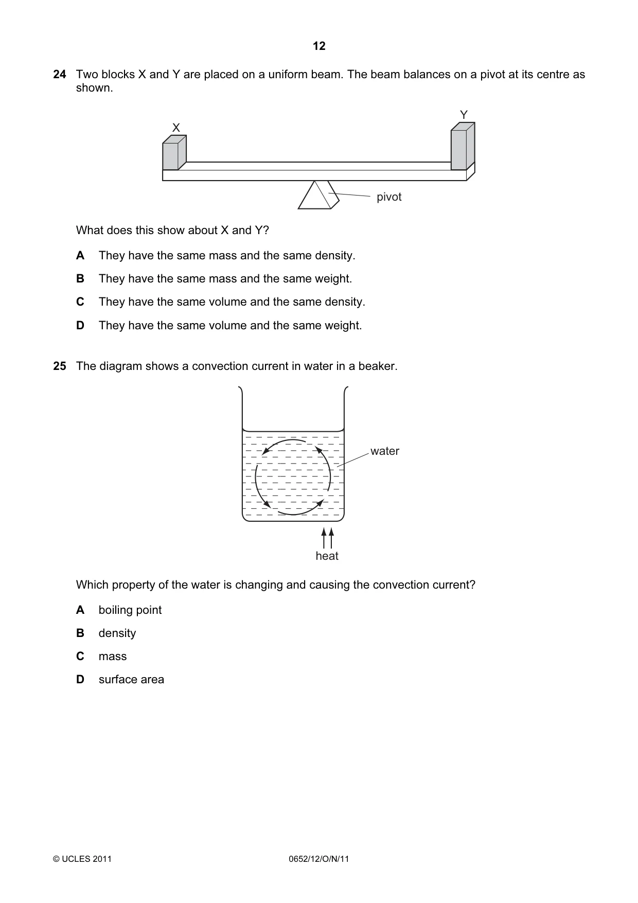 Cambridge IGCSE Physical Science 0652 2011 Oct/Nov Paper 1 · Variant 2 question paper, page 12 of 20