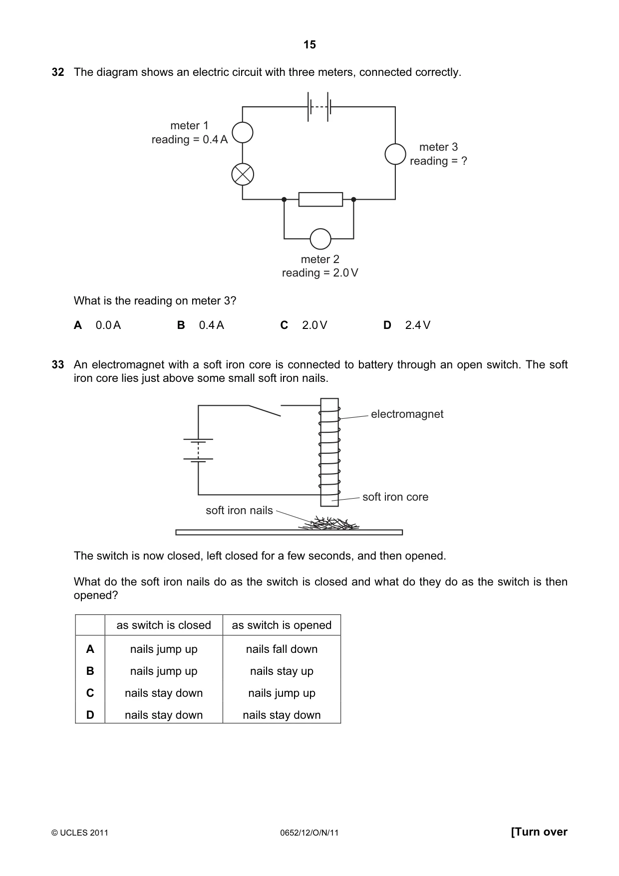 Cambridge IGCSE Physical Science 0652 2011 Oct/Nov Paper 1 · Variant 2 question paper, page 15 of 20