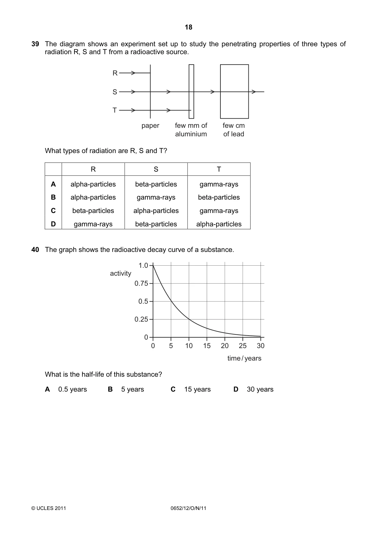 Cambridge IGCSE Physical Science 0652 2011 Oct/Nov Paper 1 · Variant 2 question paper, page 18 of 20