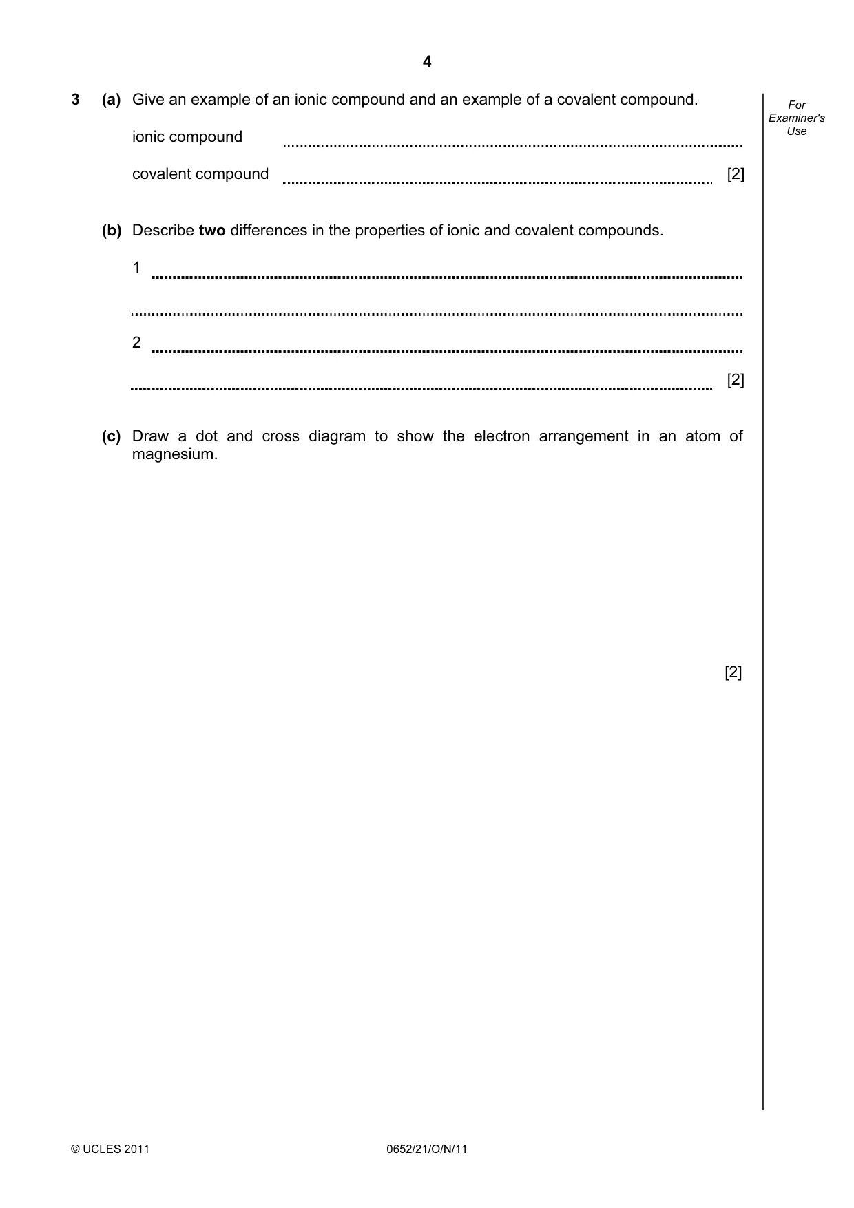 Cambridge IGCSE Physical Science 0652 2011 Oct/Nov Paper 2 · Variant 1 question paper, page 4 of 16
