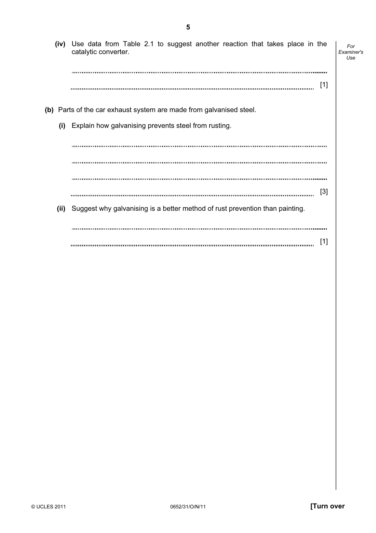 Cambridge IGCSE Physical Science 0652 2011 Oct/Nov Paper 3 · Variant 1 question paper, page 5 of 20