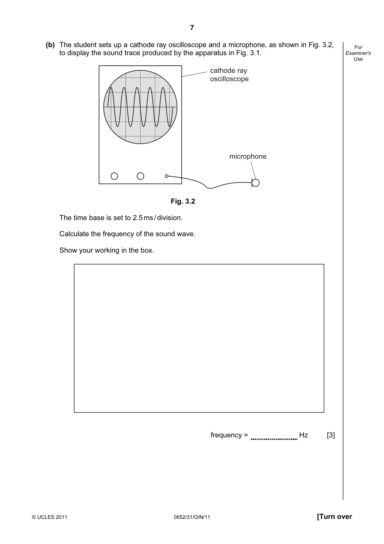 Cambridge IGCSE Physical Science 0652 2011 Oct/Nov Paper 3 · Variant 1 question paper, page 7 of 20