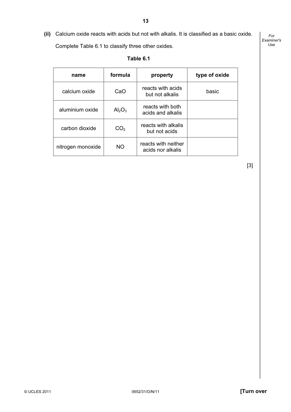 Cambridge IGCSE Physical Science 0652 2011 Oct/Nov Paper 3 · Variant 1 question paper, page 13 of 20