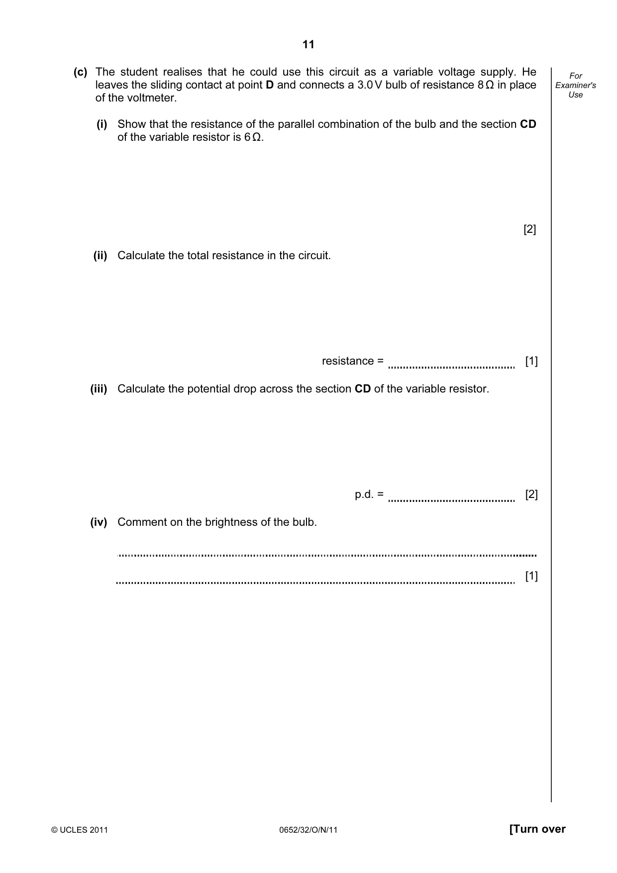 Cambridge IGCSE Physical Science 0652 2011 Oct/Nov Paper 3 · Variant 2 question paper, page 11 of 20