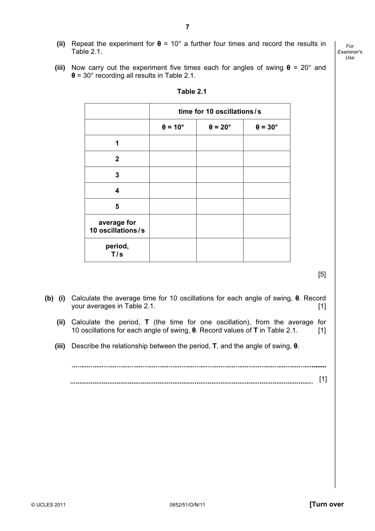 Cambridge IGCSE Physical Science 0652 2011 Oct/Nov Paper 5 · Variant 1 question paper, page 7 of 12