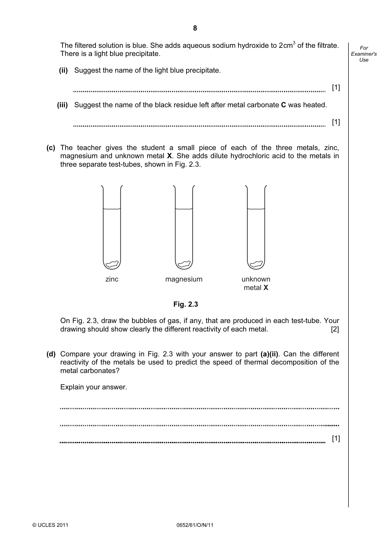 Cambridge IGCSE Physical Science 0652 2011 Oct/Nov Paper 6 · Variant 1 question paper, page 8 of 24