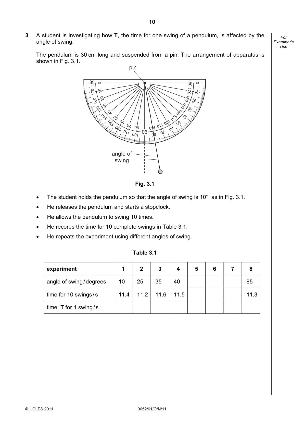 Cambridge IGCSE Physical Science 0652 2011 Oct/Nov Paper 6 · Variant 1 question paper, page 10 of 24