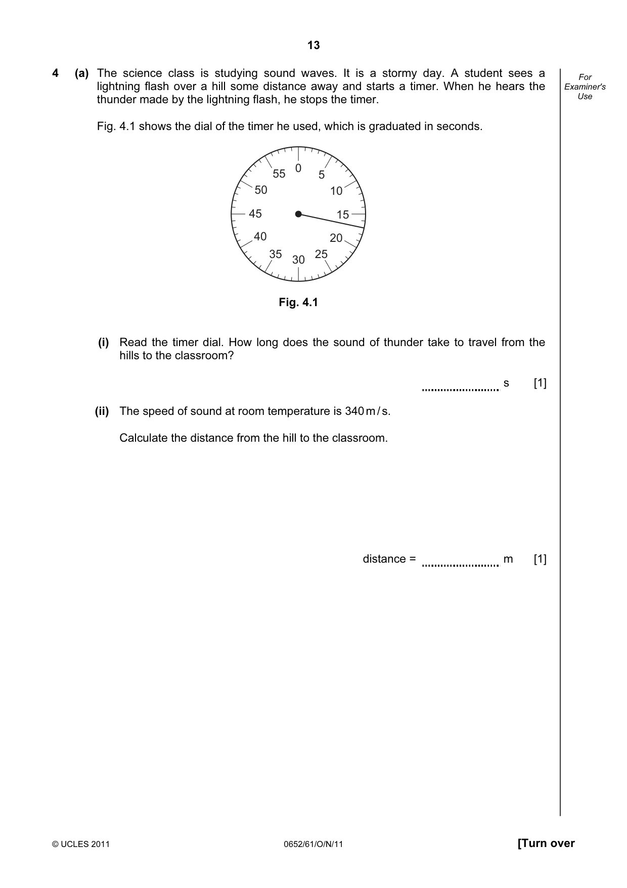 Cambridge IGCSE Physical Science 0652 2011 Oct/Nov Paper 6 · Variant 1 question paper, page 13 of 24