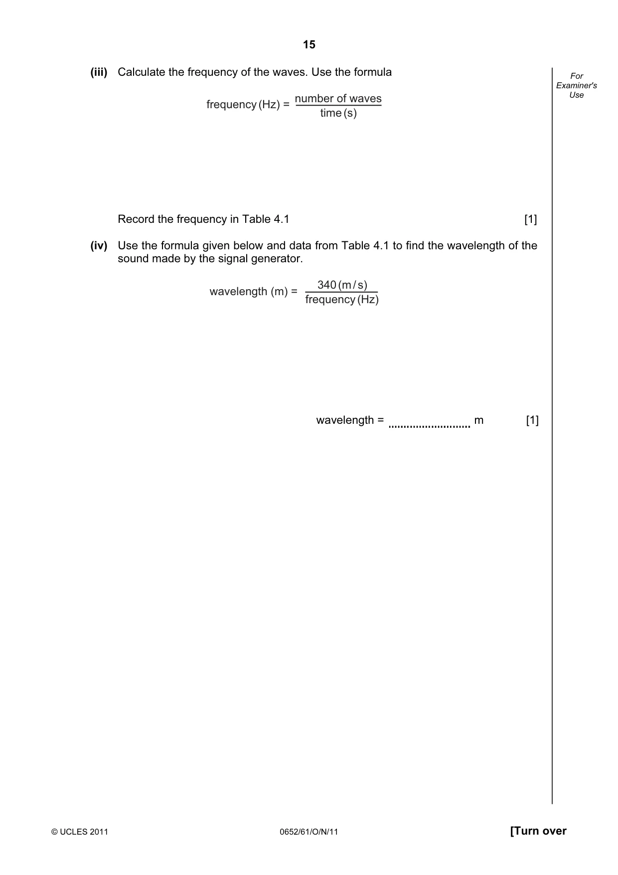 Cambridge IGCSE Physical Science 0652 2011 Oct/Nov Paper 6 · Variant 1 question paper, page 15 of 24