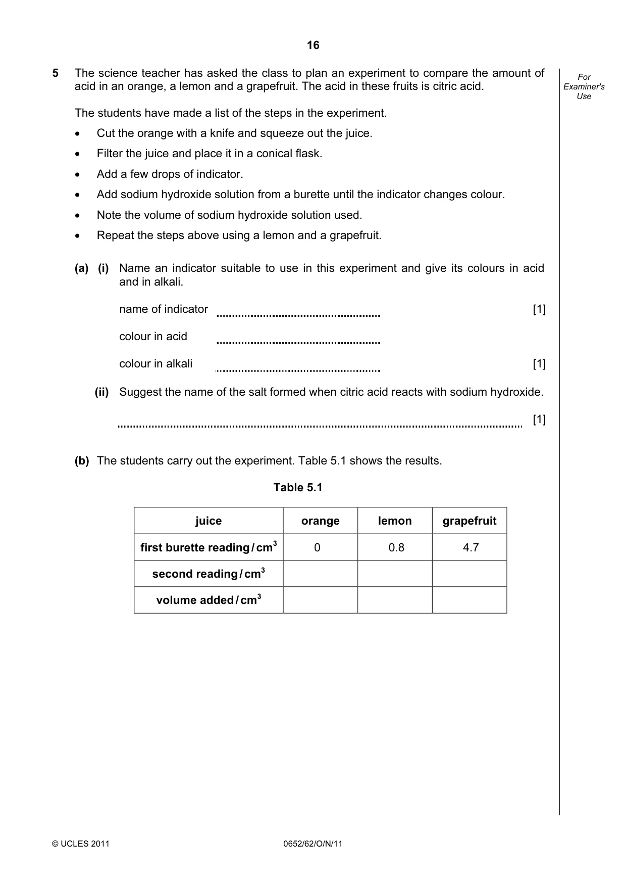 Cambridge IGCSE Physical Science 0652 2011 Oct/Nov Paper 6 · Variant 2 question paper, page 16 of 20