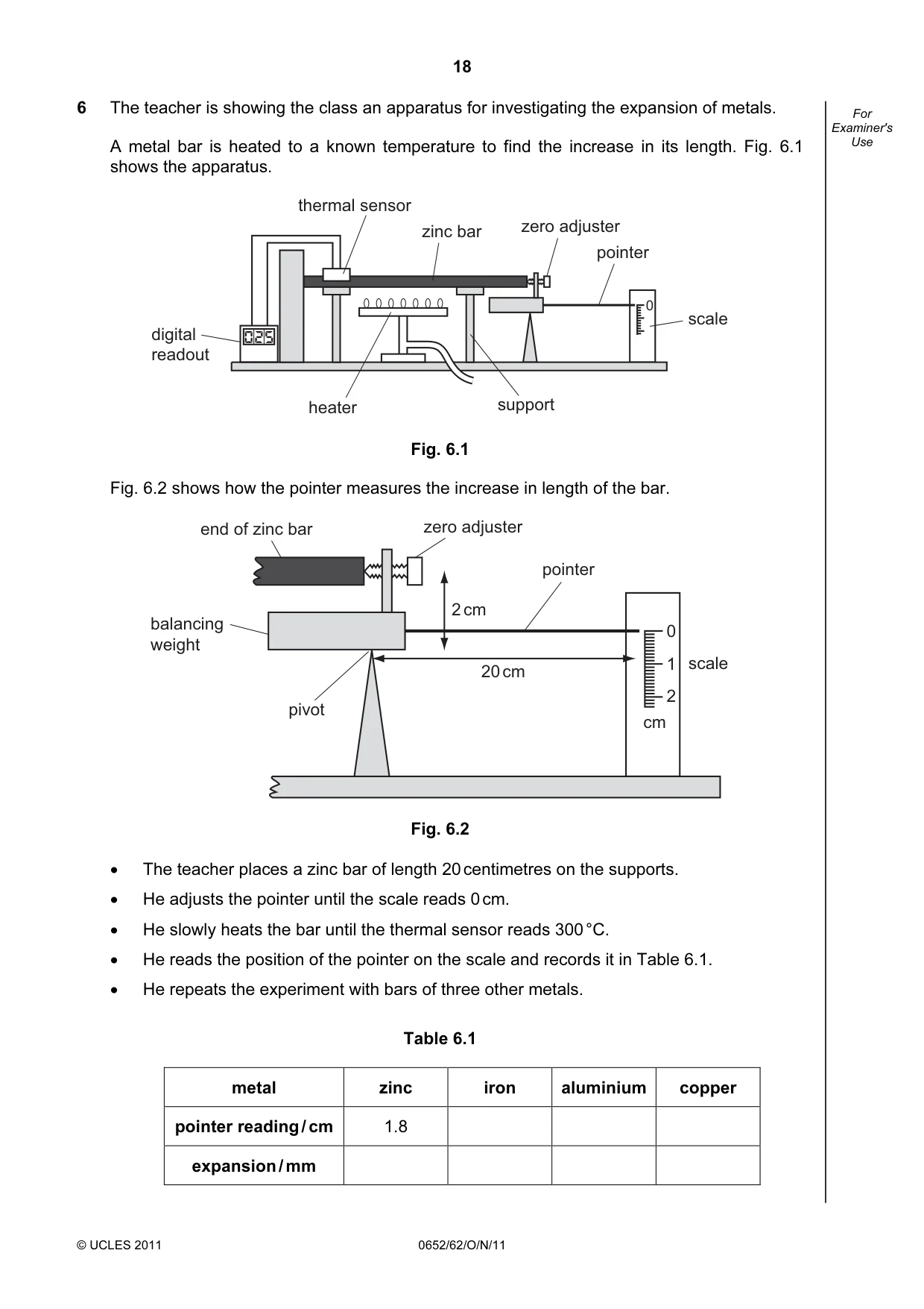 Cambridge IGCSE Physical Science 0652 2011 Oct/Nov Paper 6 · Variant 2 question paper, page 18 of 20