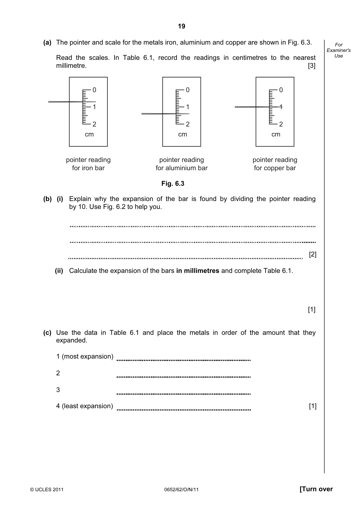Cambridge IGCSE Physical Science 0652 2011 Oct/Nov Paper 6 · Variant 2 question paper, page 19 of 20