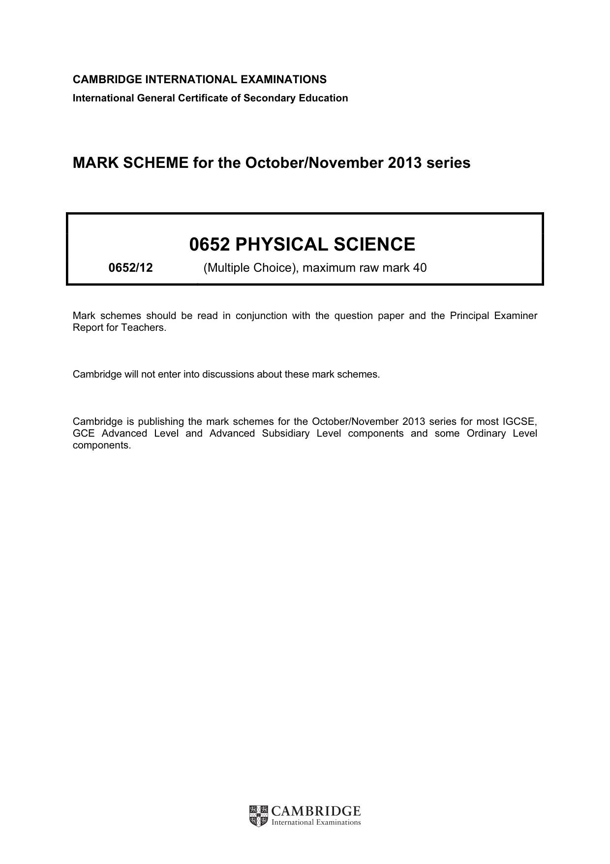 Mark scheme, page 1 of 2