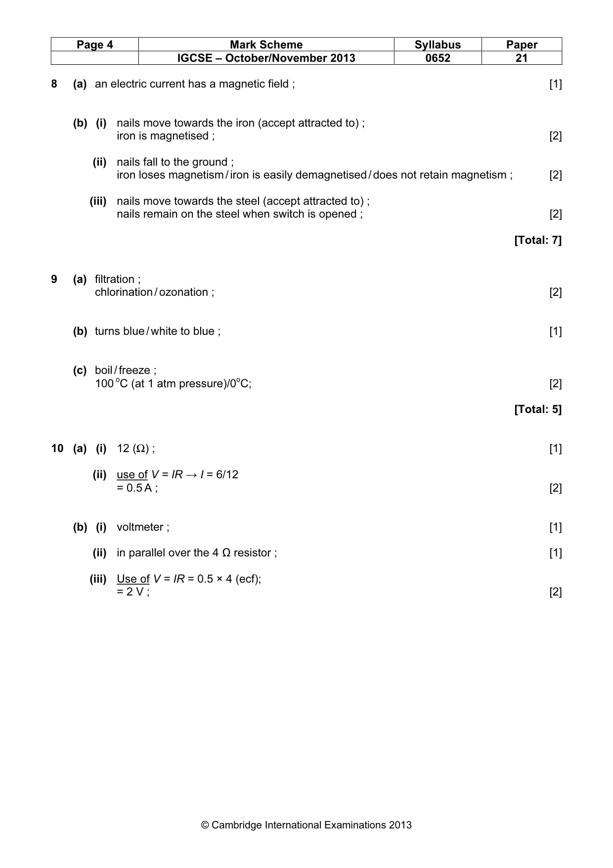 Mark scheme, page 4 of 6