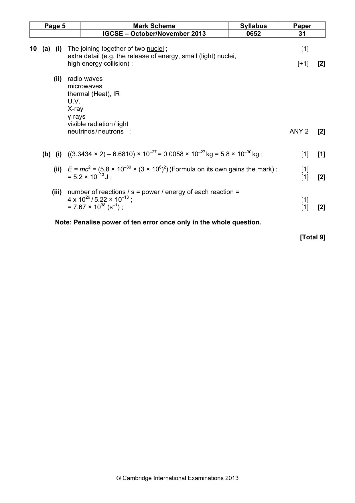 Mark scheme, page 5 of 5