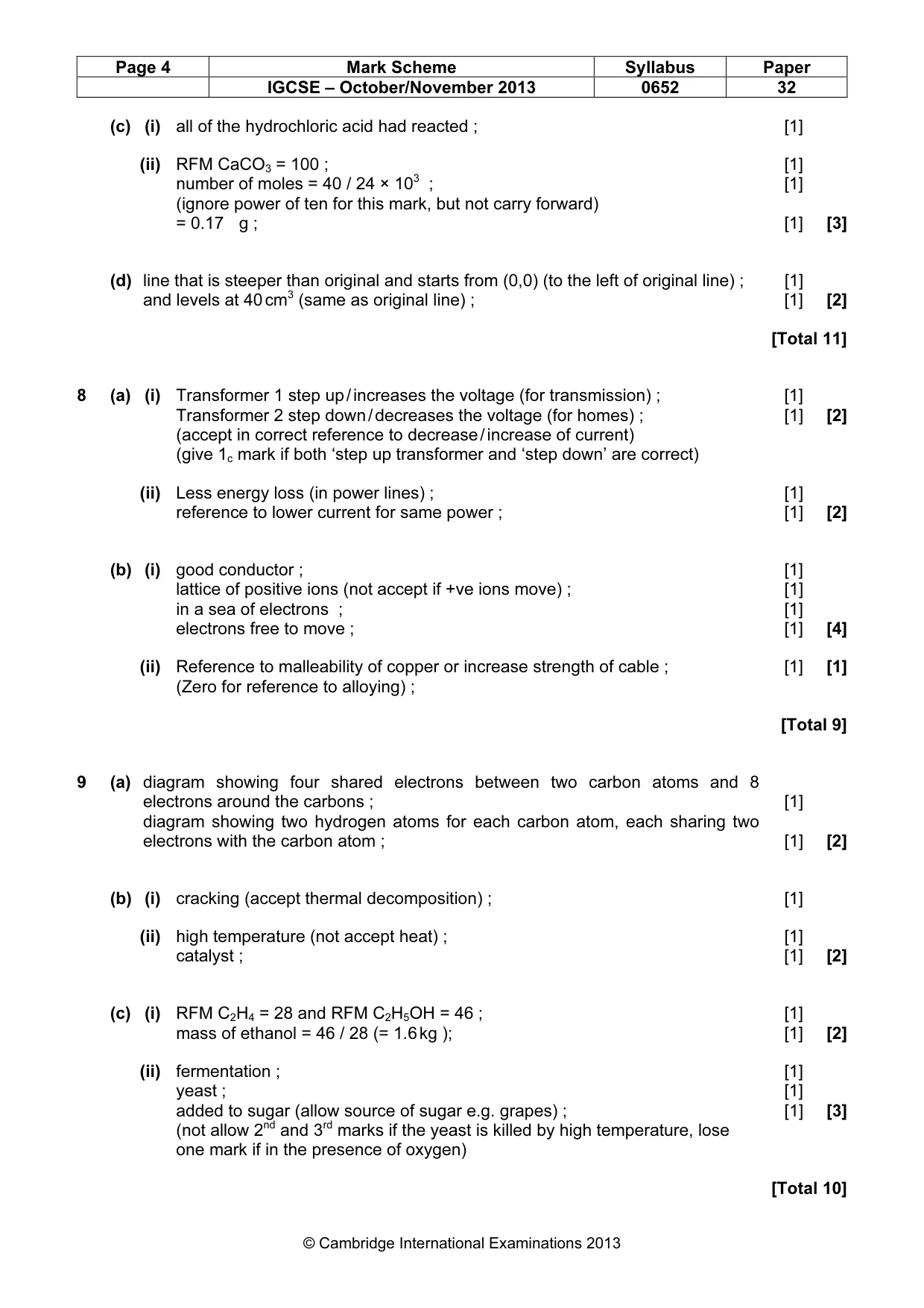 Mark scheme, page 4 of 5
