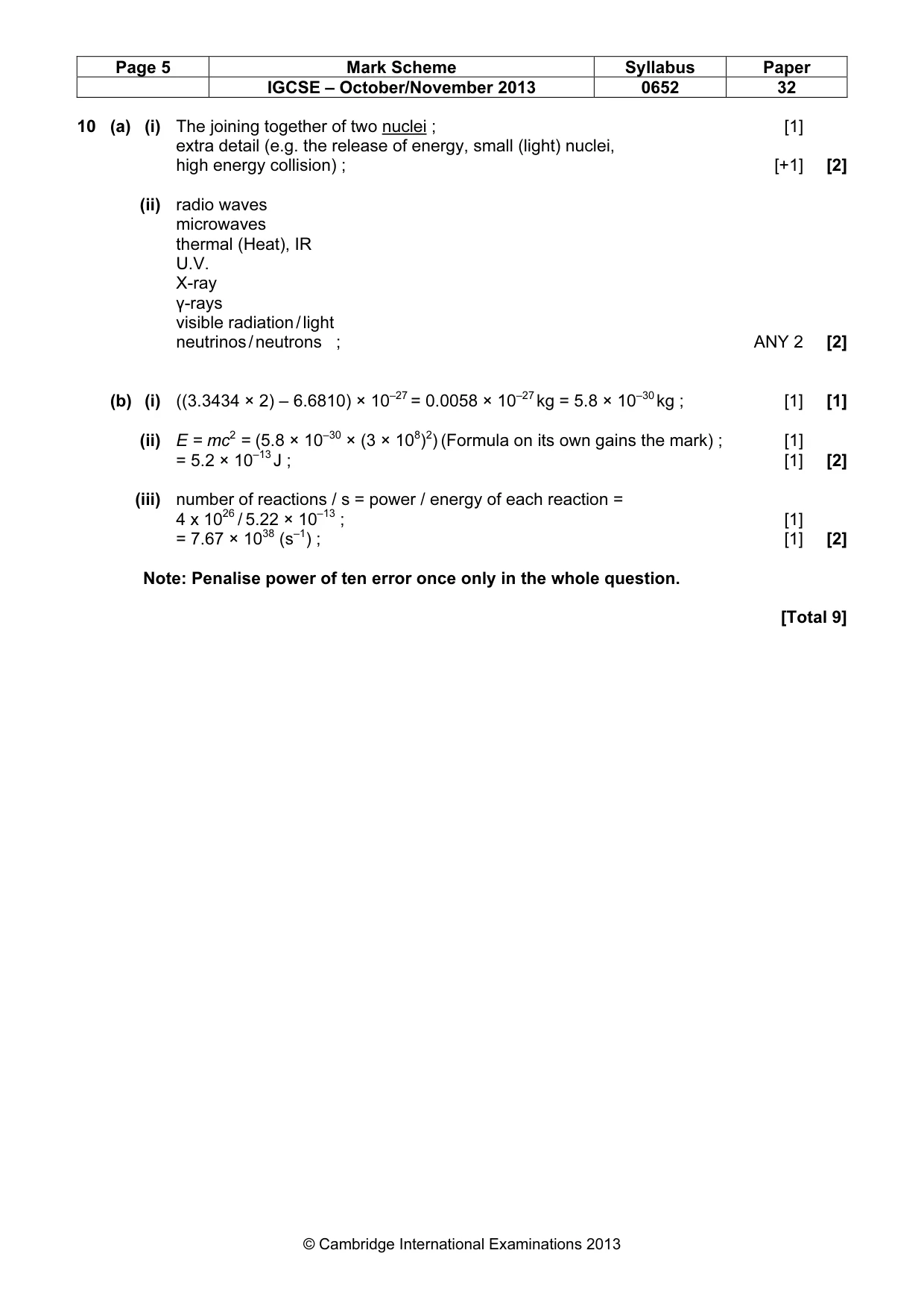 Mark scheme, page 5 of 5
