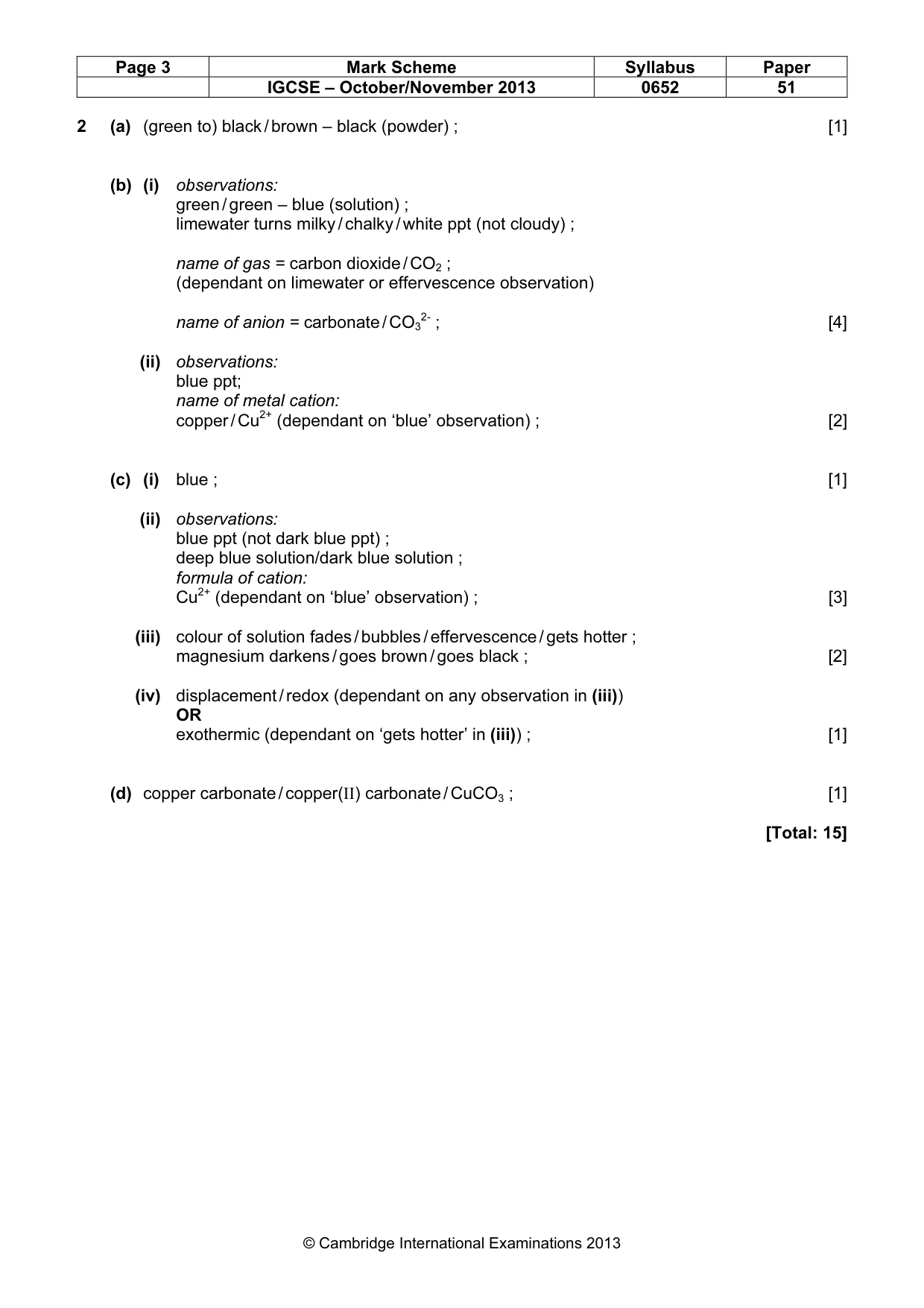 Mark scheme, page 3 of 3