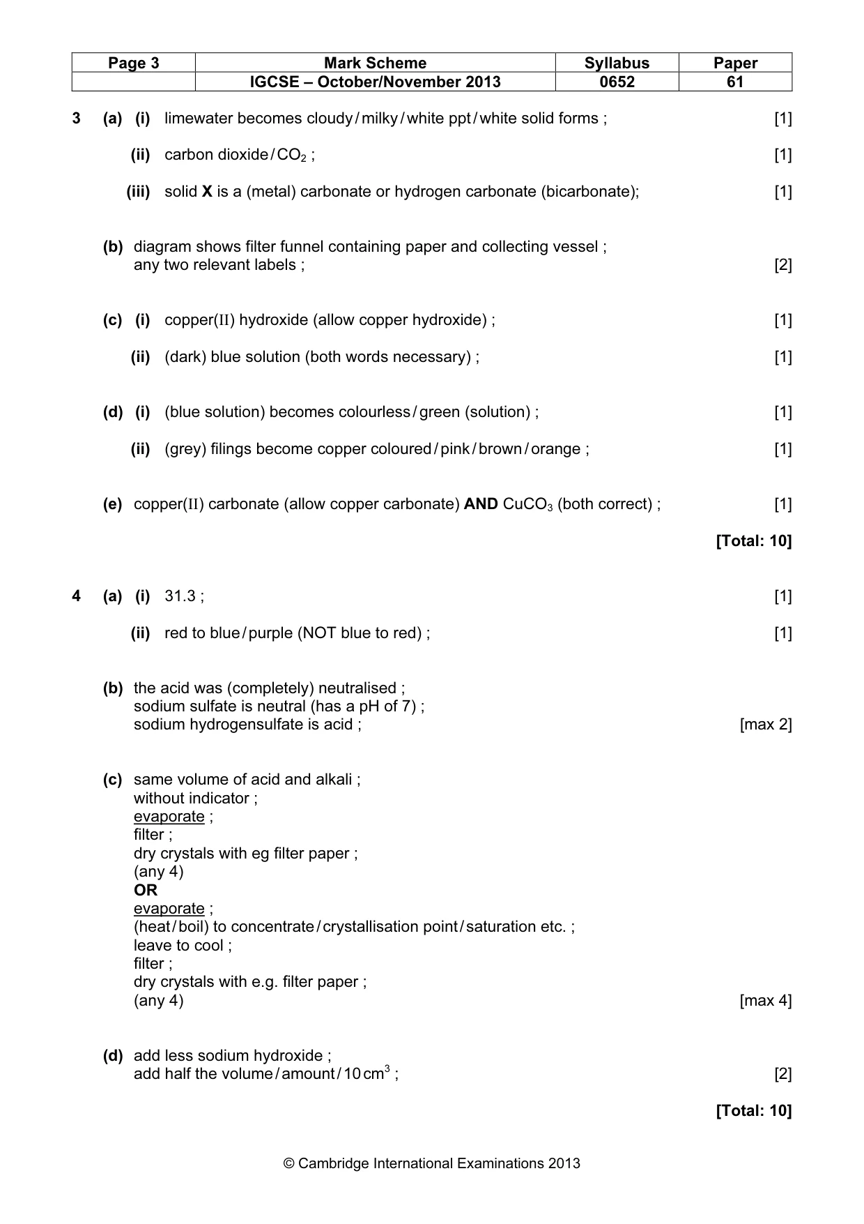 Mark scheme, page 3 of 4