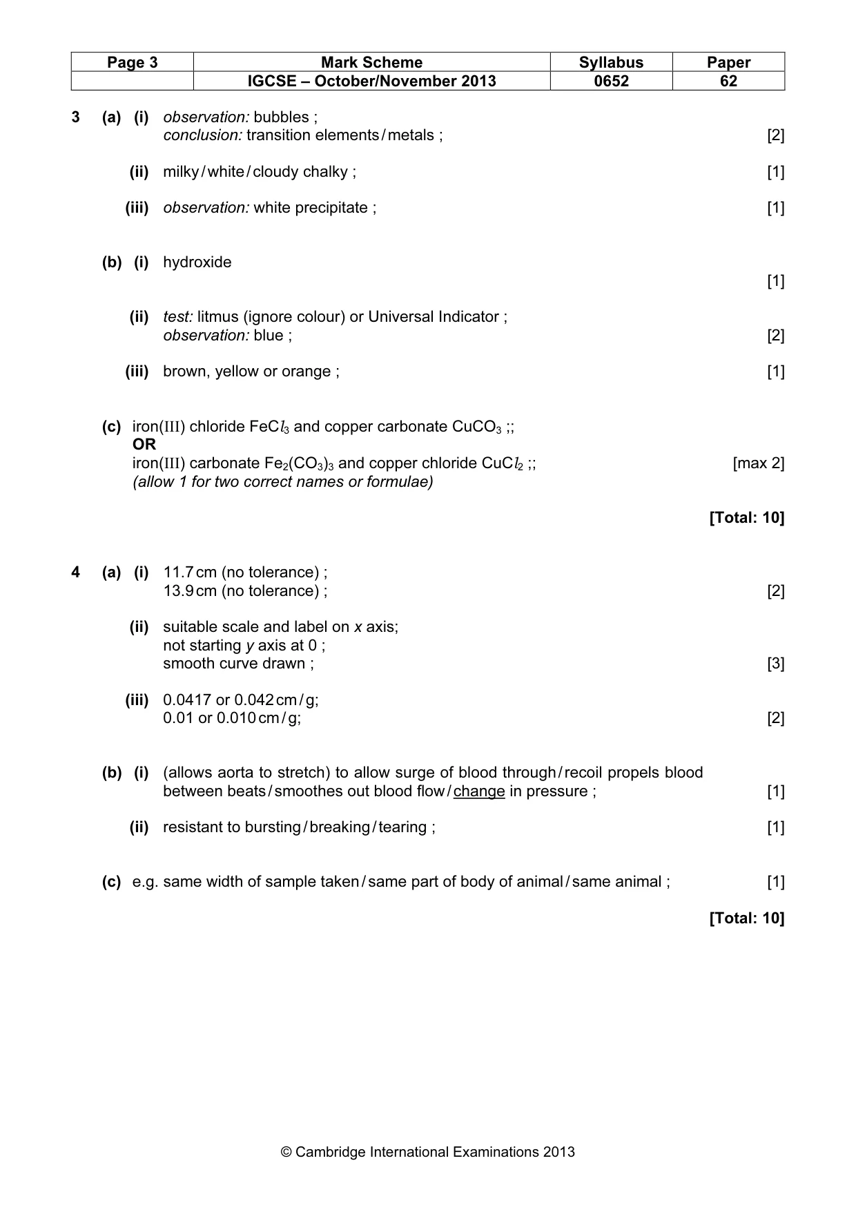 Mark scheme, page 3 of 4