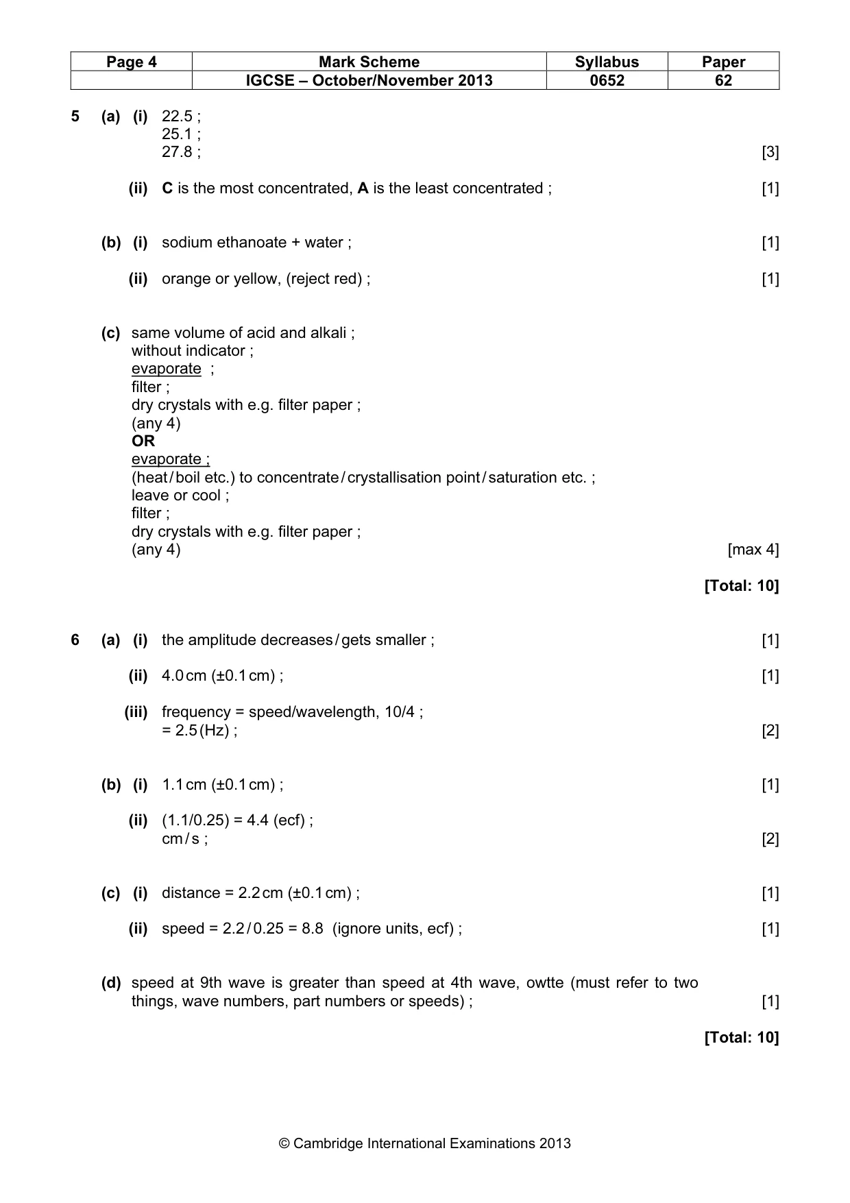 Mark scheme, page 4 of 4