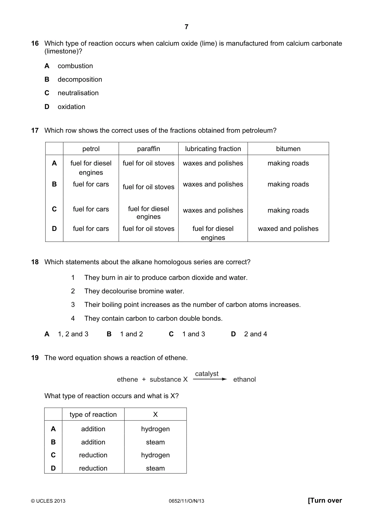 Cambridge IGCSE Physical Science 0652 2013 Oct/Nov Paper 1 · Variant 1 question paper, page 7 of 20