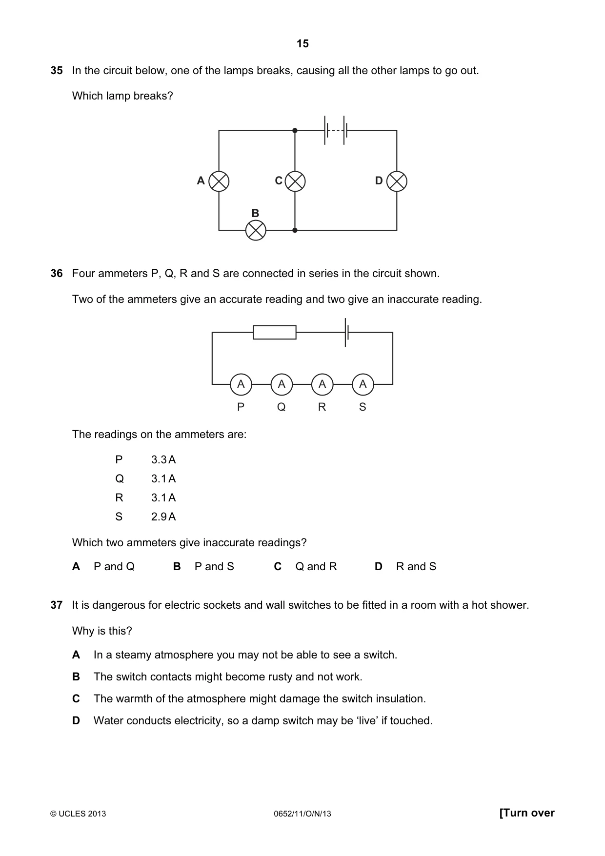 Cambridge IGCSE Physical Science 0652 2013 Oct/Nov Paper 1 · Variant 1 question paper, page 15 of 20