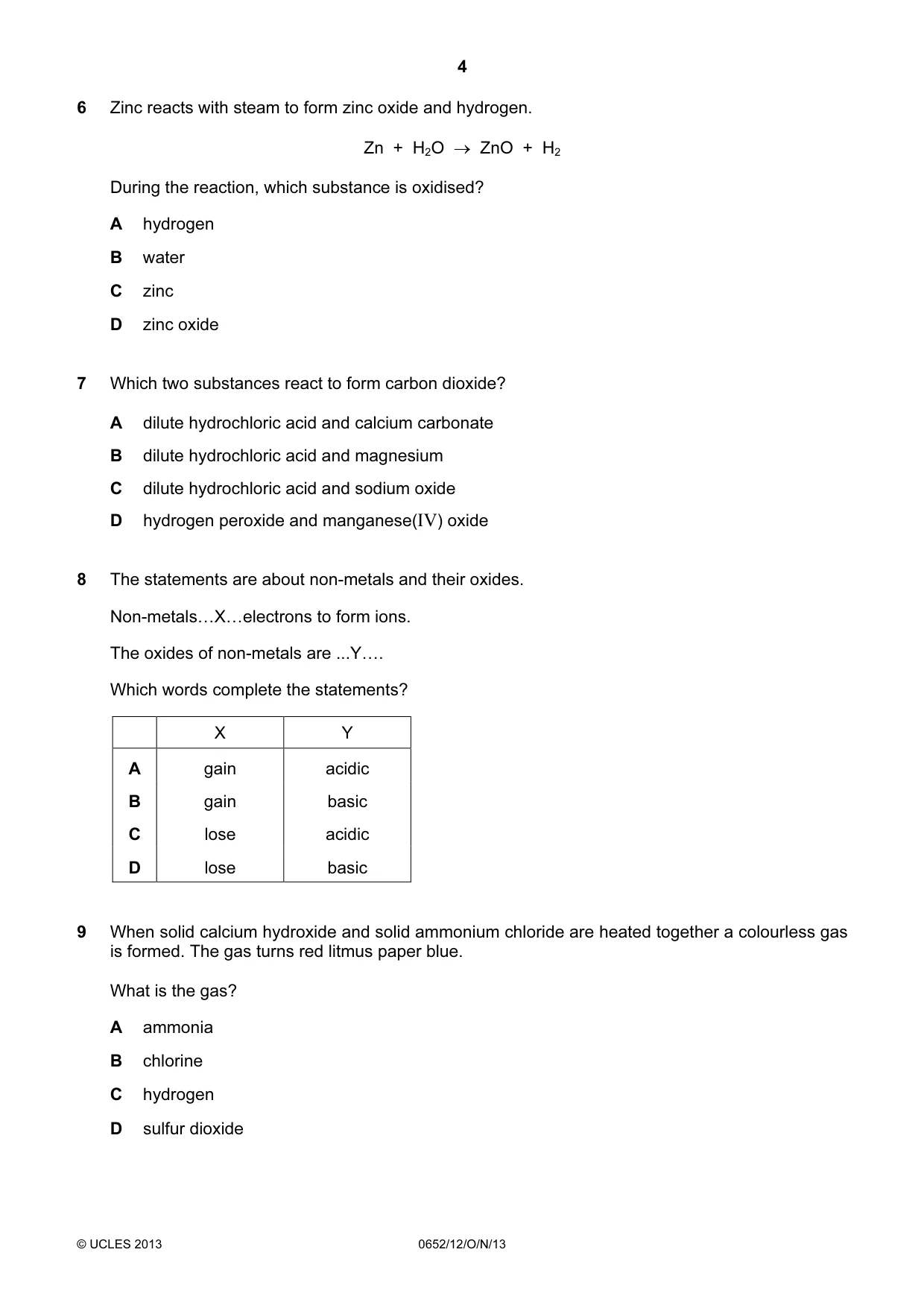 Cambridge IGCSE Physical Science 0652 2013 Oct/Nov Paper 1 · Variant 2 question paper, page 4 of 20