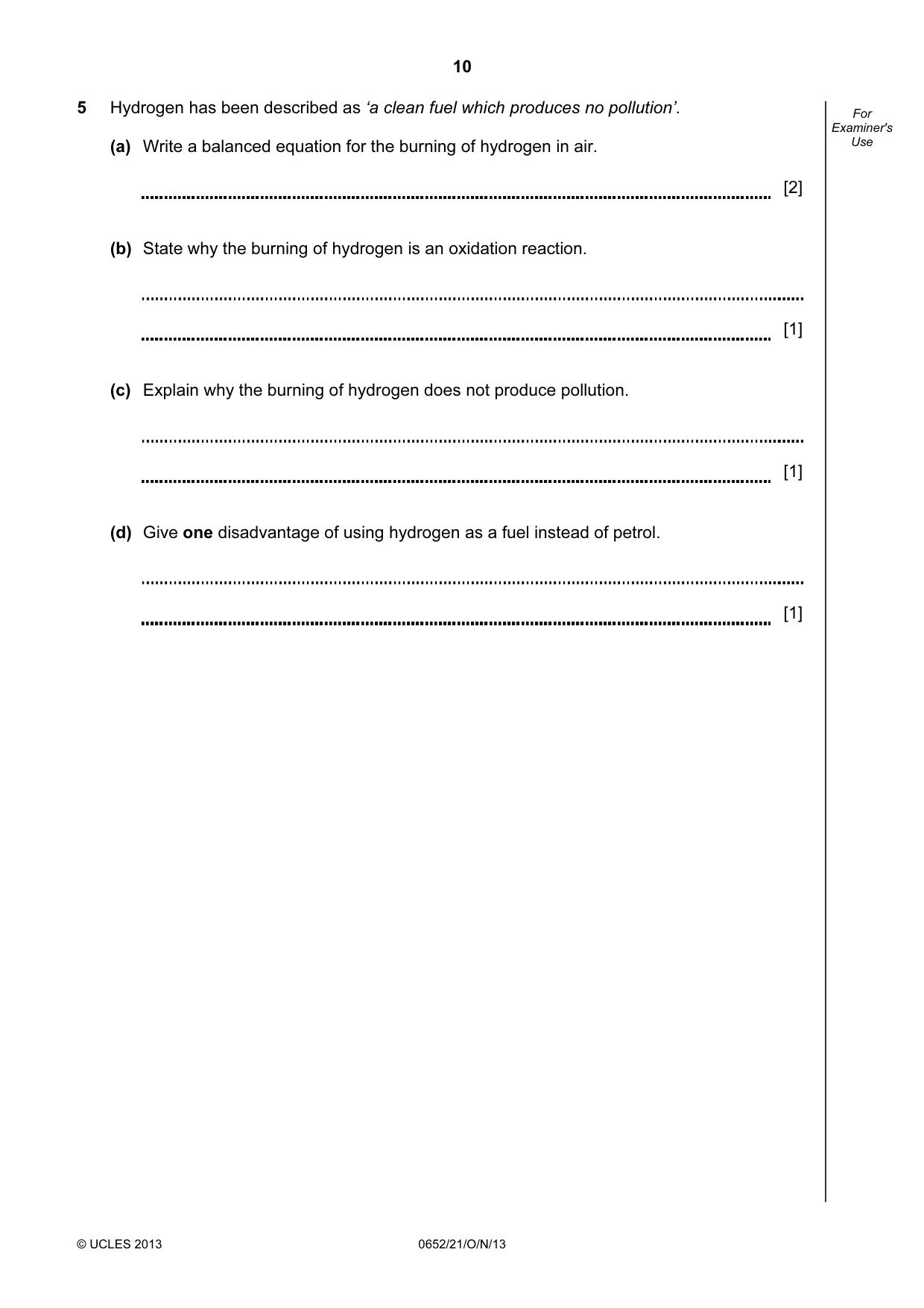 Cambridge IGCSE Physical Science 0652 2013 Oct/Nov Paper 2 · Variant 1 question paper, page 10 of 24