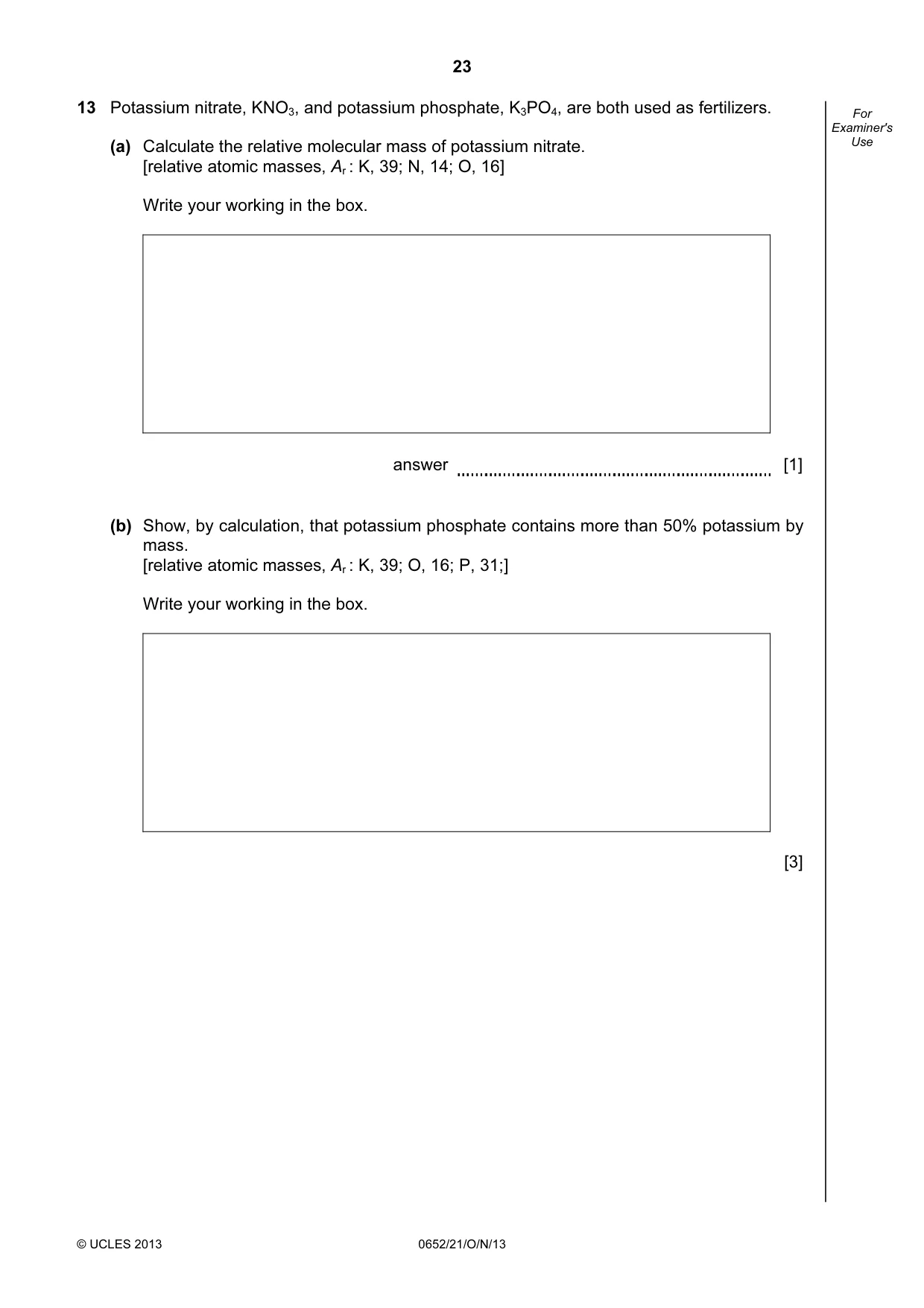 Cambridge IGCSE Physical Science 0652 2013 Oct/Nov Paper 2 · Variant 1 question paper, page 23 of 24