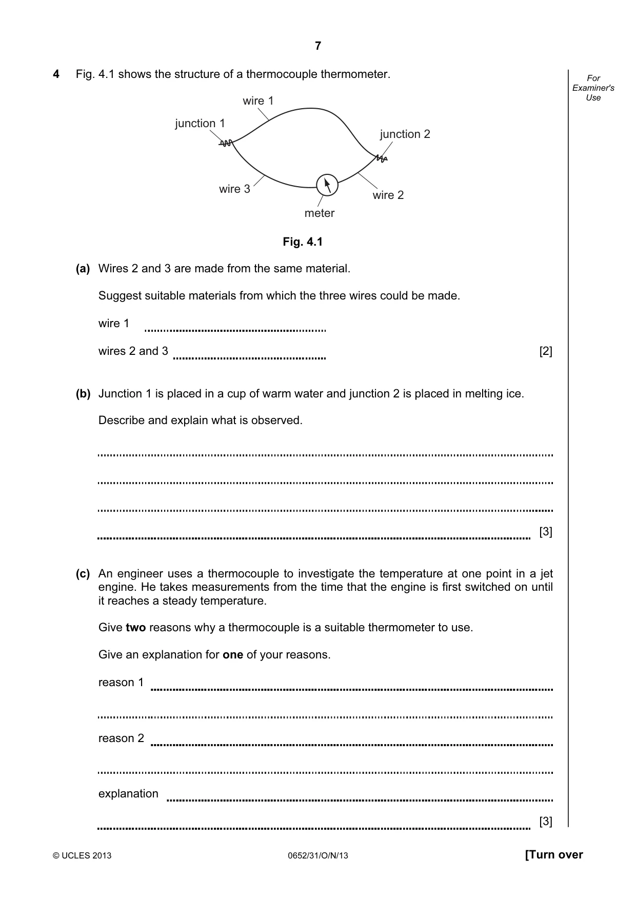Cambridge IGCSE Physical Science 0652 2013 Oct/Nov Paper 3 · Variant 1 question paper, page 7 of 20