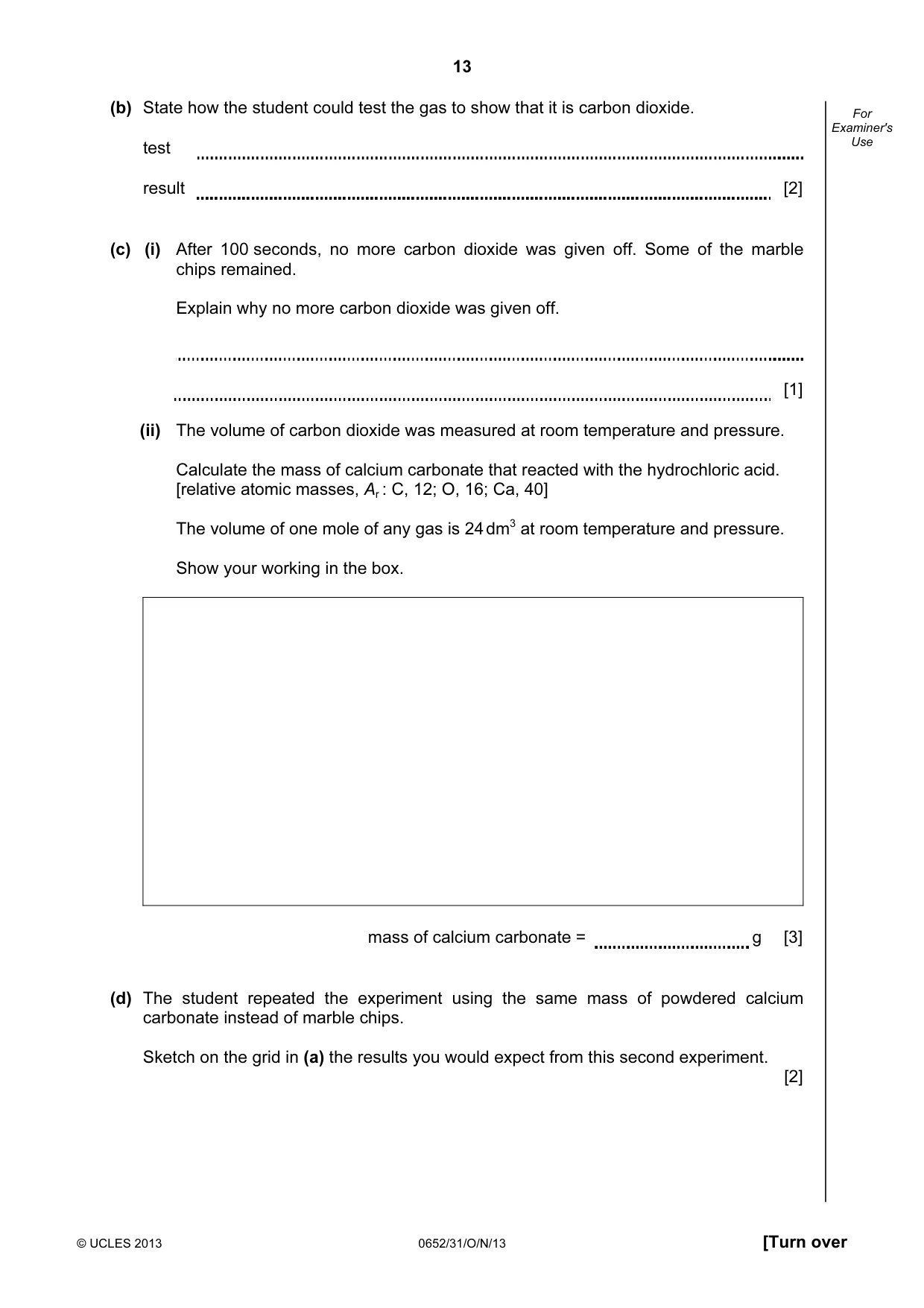 Cambridge IGCSE Physical Science 0652 2013 Oct/Nov Paper 3 · Variant 1 question paper, page 13 of 20