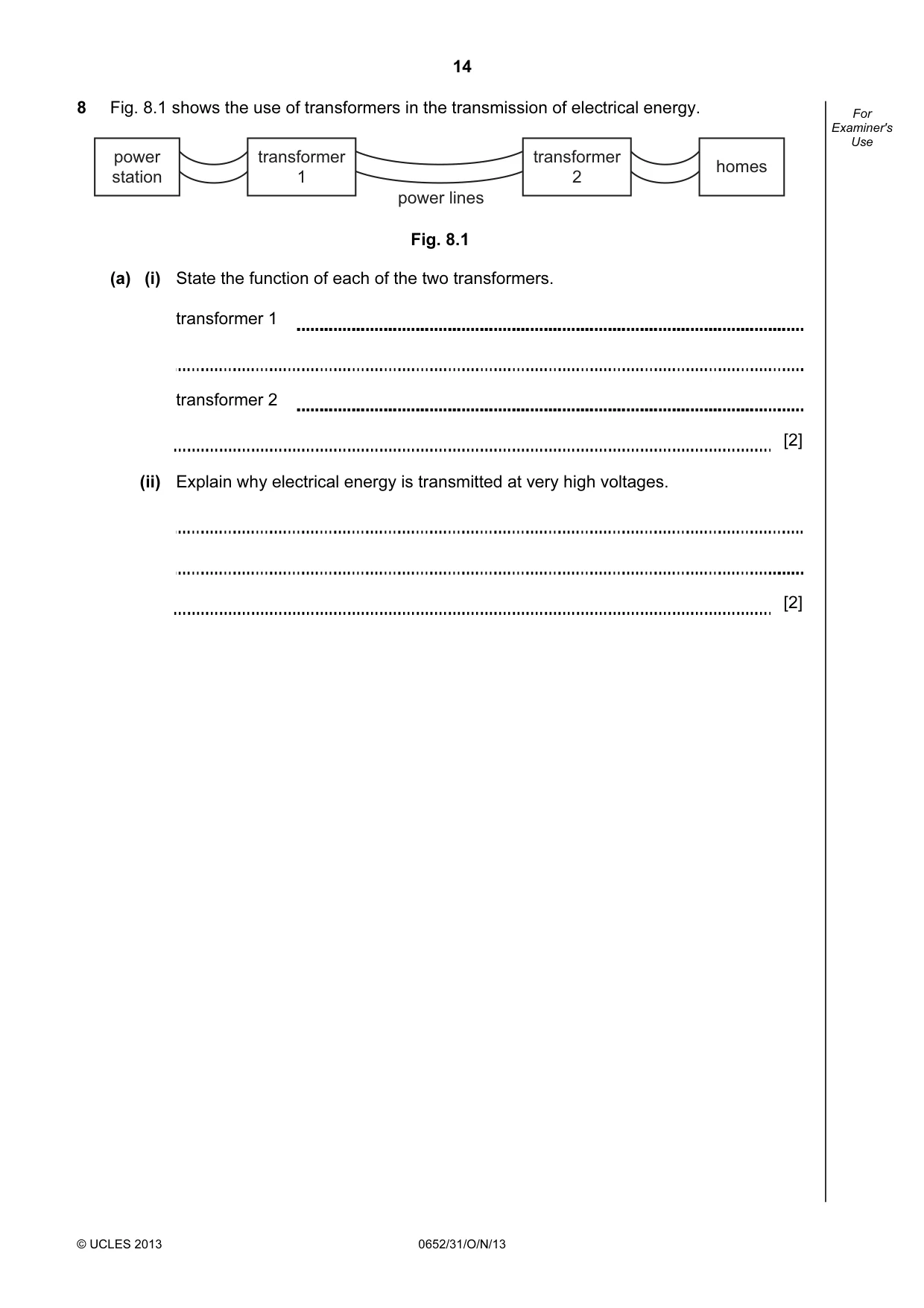 Cambridge IGCSE Physical Science 0652 2013 Oct/Nov Paper 3 · Variant 1 question paper, page 14 of 20