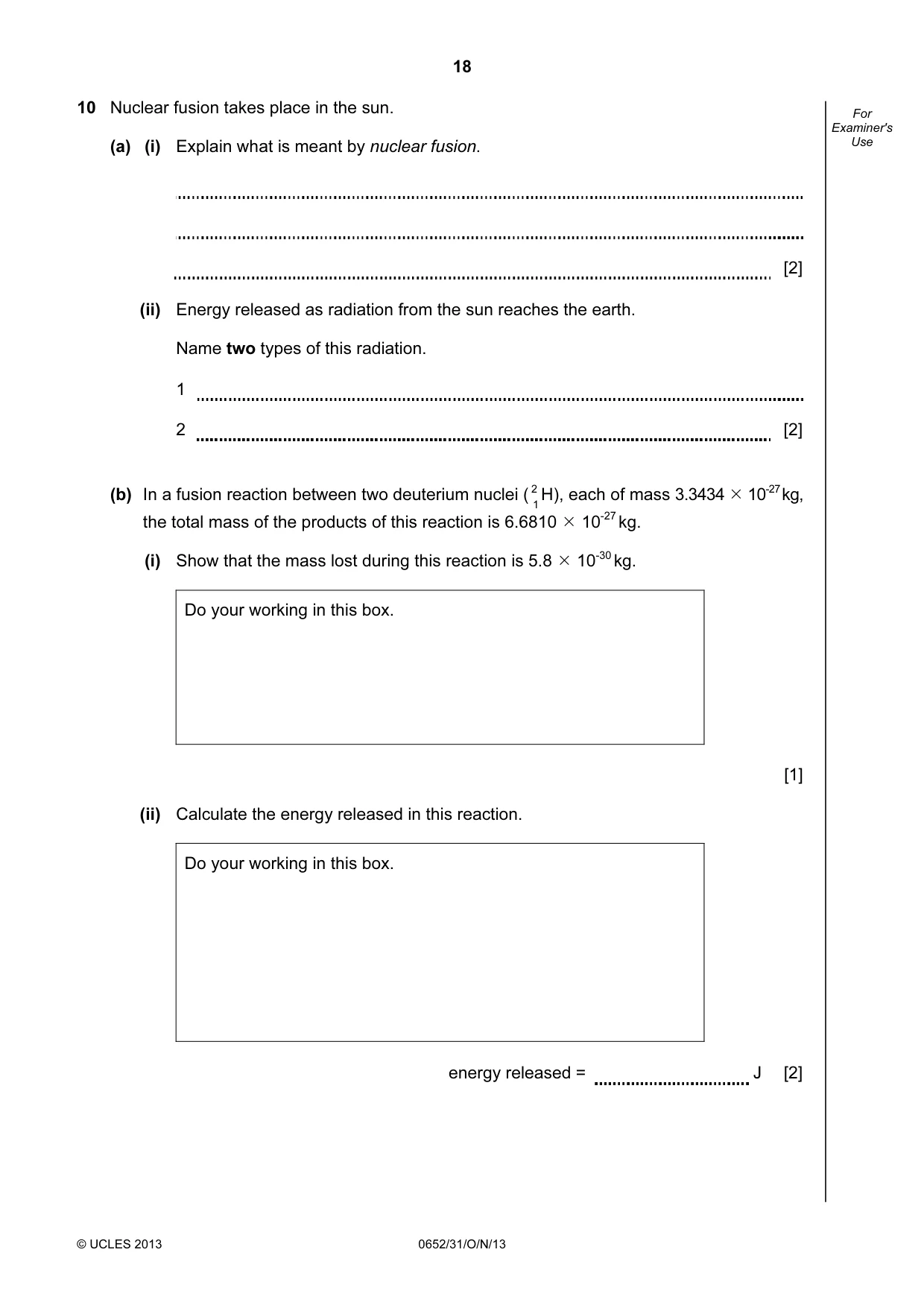 Cambridge IGCSE Physical Science 0652 2013 Oct/Nov Paper 3 · Variant 1 question paper, page 18 of 20
