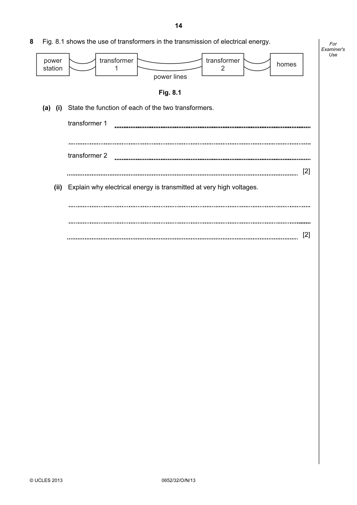Cambridge IGCSE Physical Science 0652 2013 Oct/Nov Paper 3 · Variant 2 question paper, page 14 of 20
