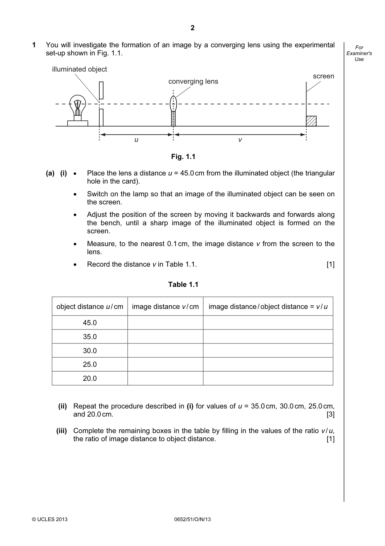 Cambridge IGCSE Physical Science 0652 2013 Oct/Nov Paper 5 · Variant 1 question paper, page 2 of 8
