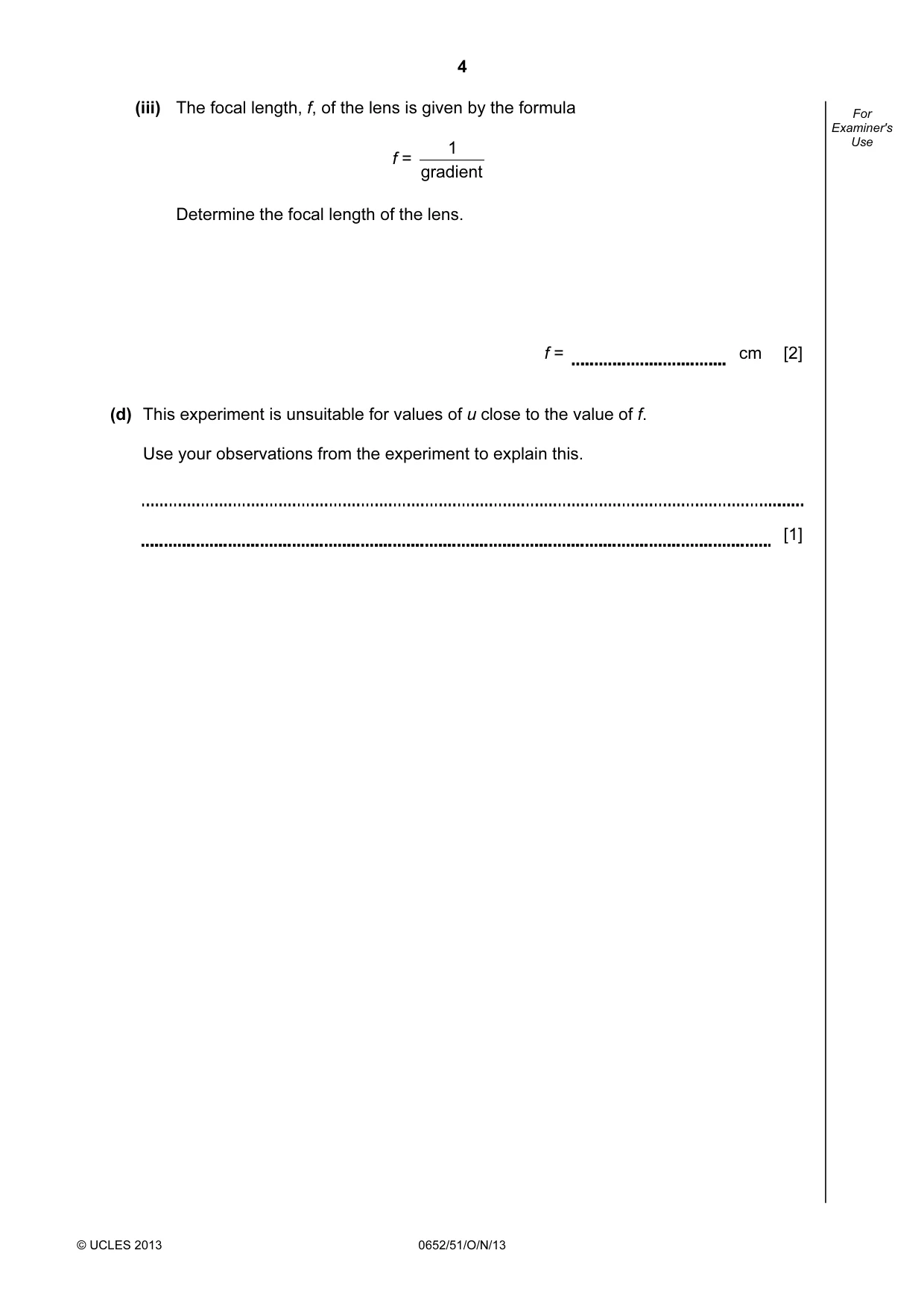 Cambridge IGCSE Physical Science 0652 2013 Oct/Nov Paper 5 · Variant 1 question paper, page 4 of 8
