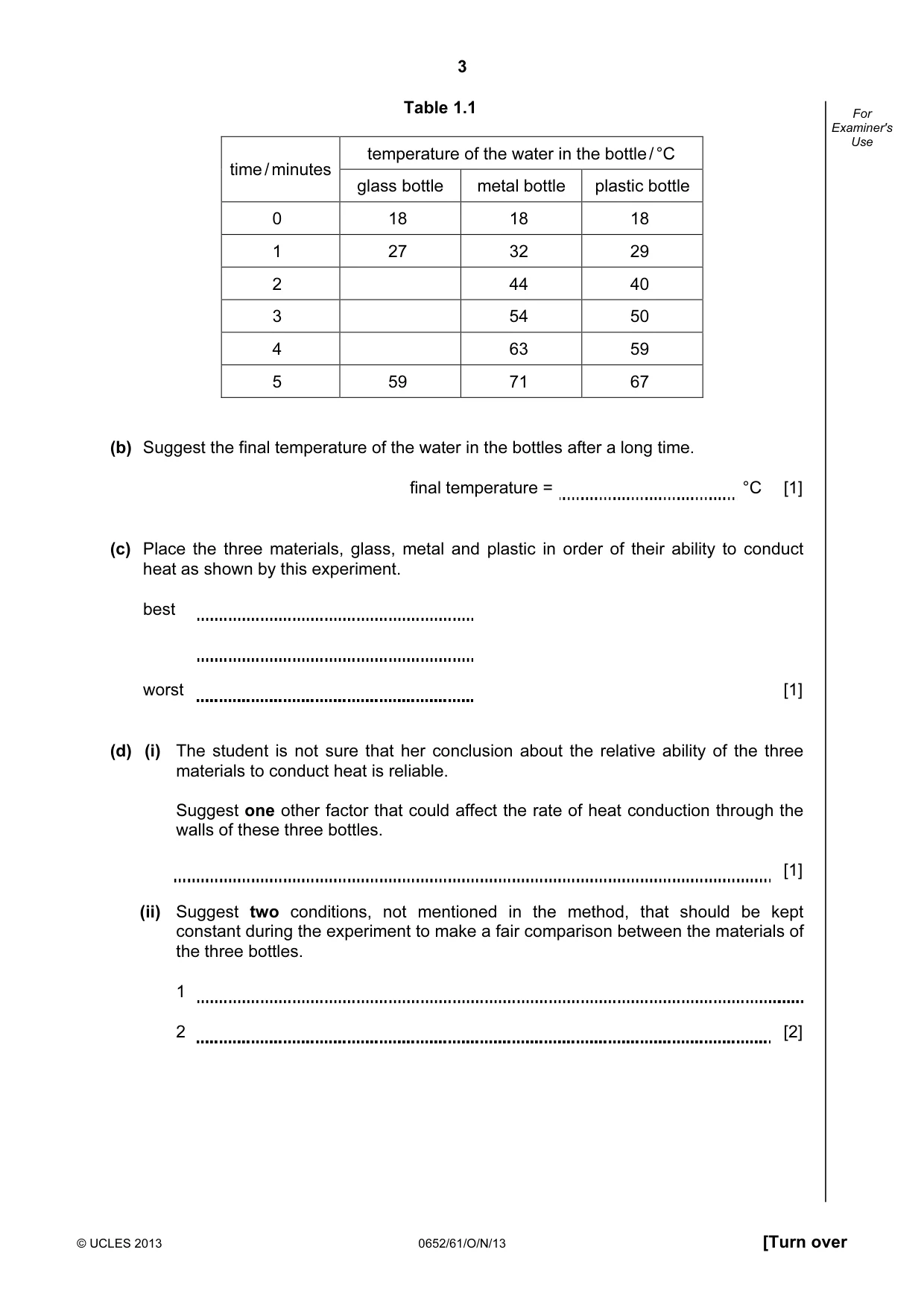 Cambridge IGCSE Physical Science 0652 2013 Oct/Nov Paper 6 · Variant 1 question paper, page 3 of 20