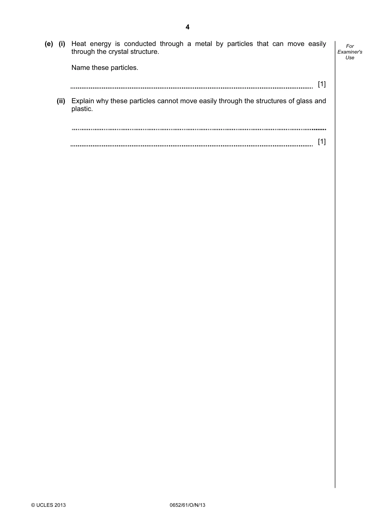 Cambridge IGCSE Physical Science 0652 2013 Oct/Nov Paper 6 · Variant 1 question paper, page 4 of 20
