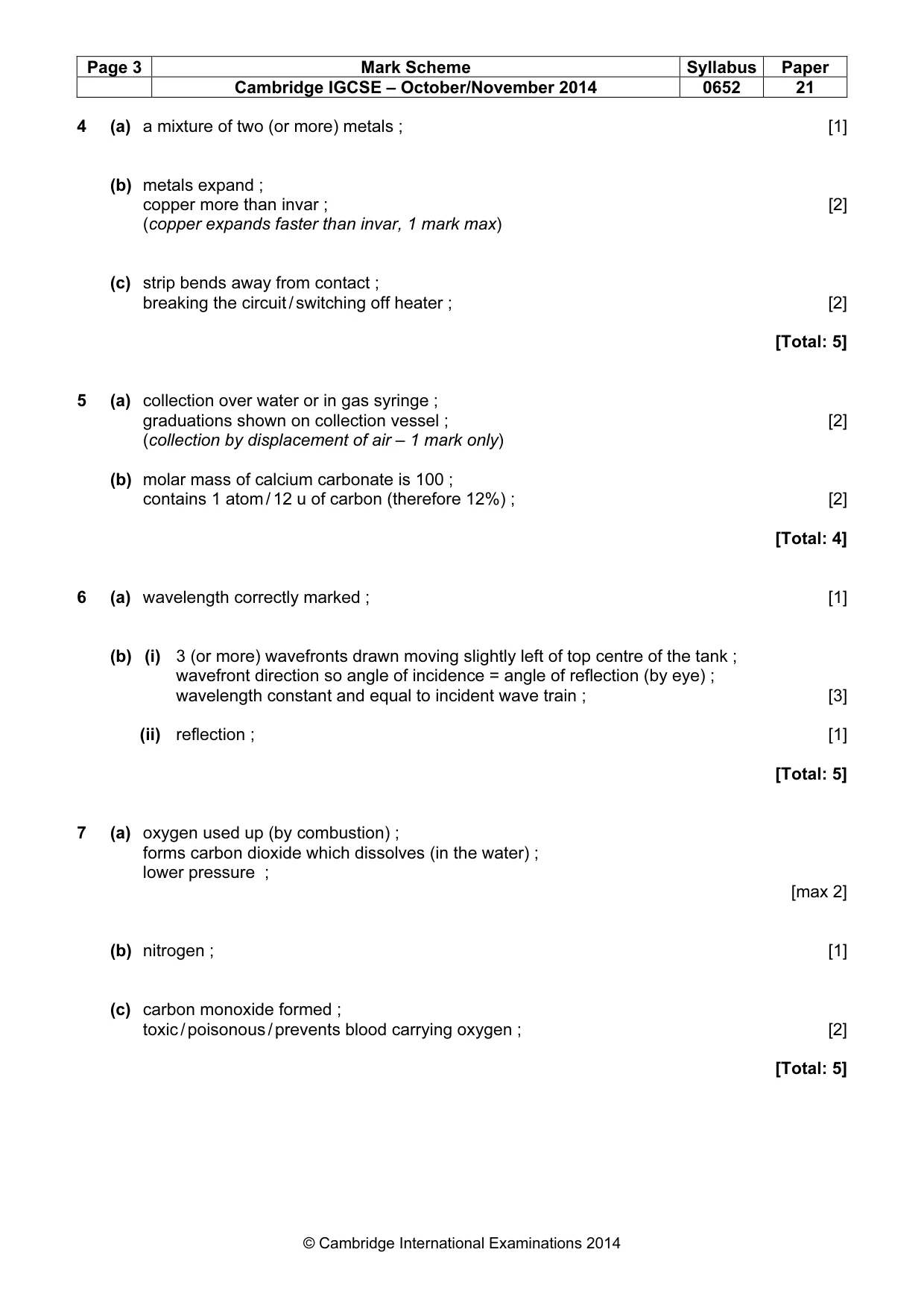 Mark scheme, page 3 of 5