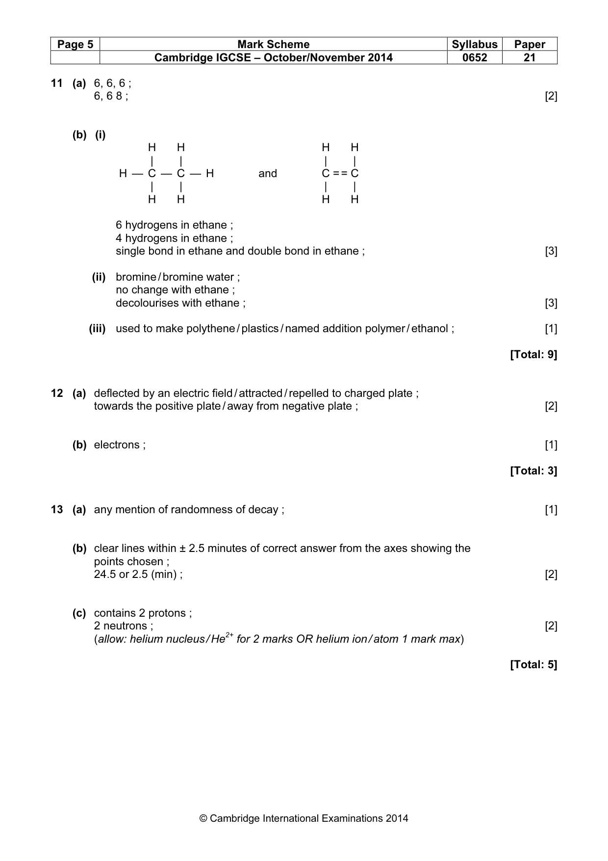 Mark scheme, page 5 of 5