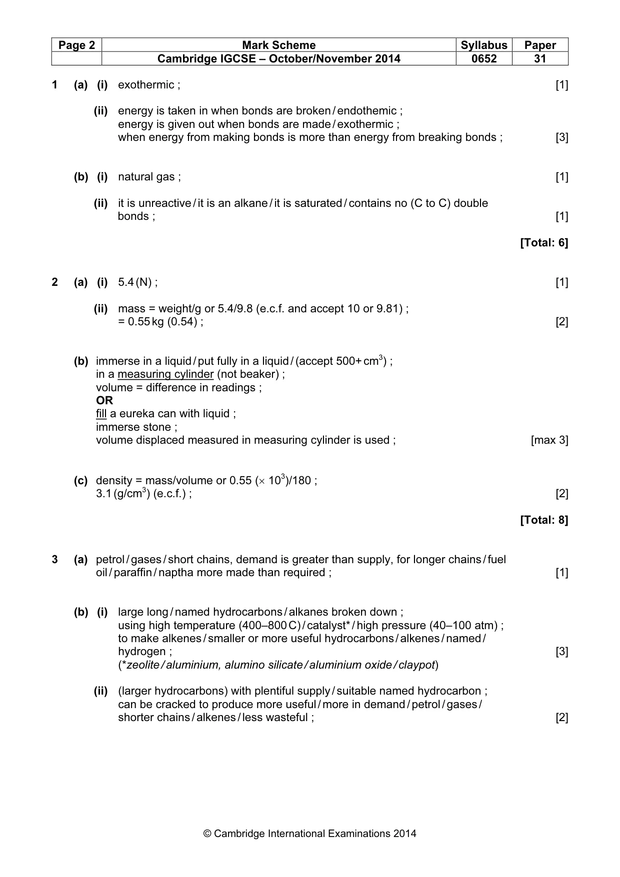 Mark scheme, page 2 of 5