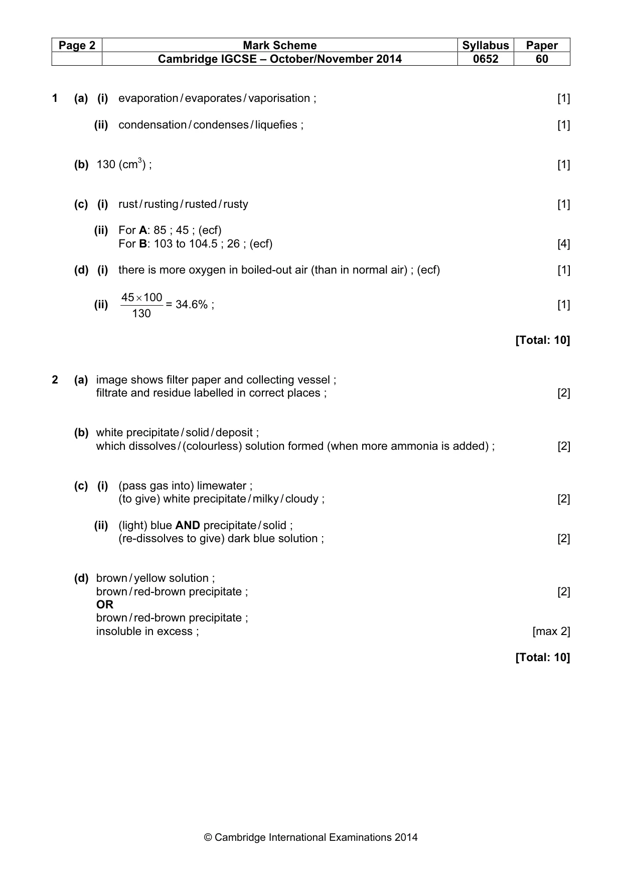 Mark scheme, page 2 of 4