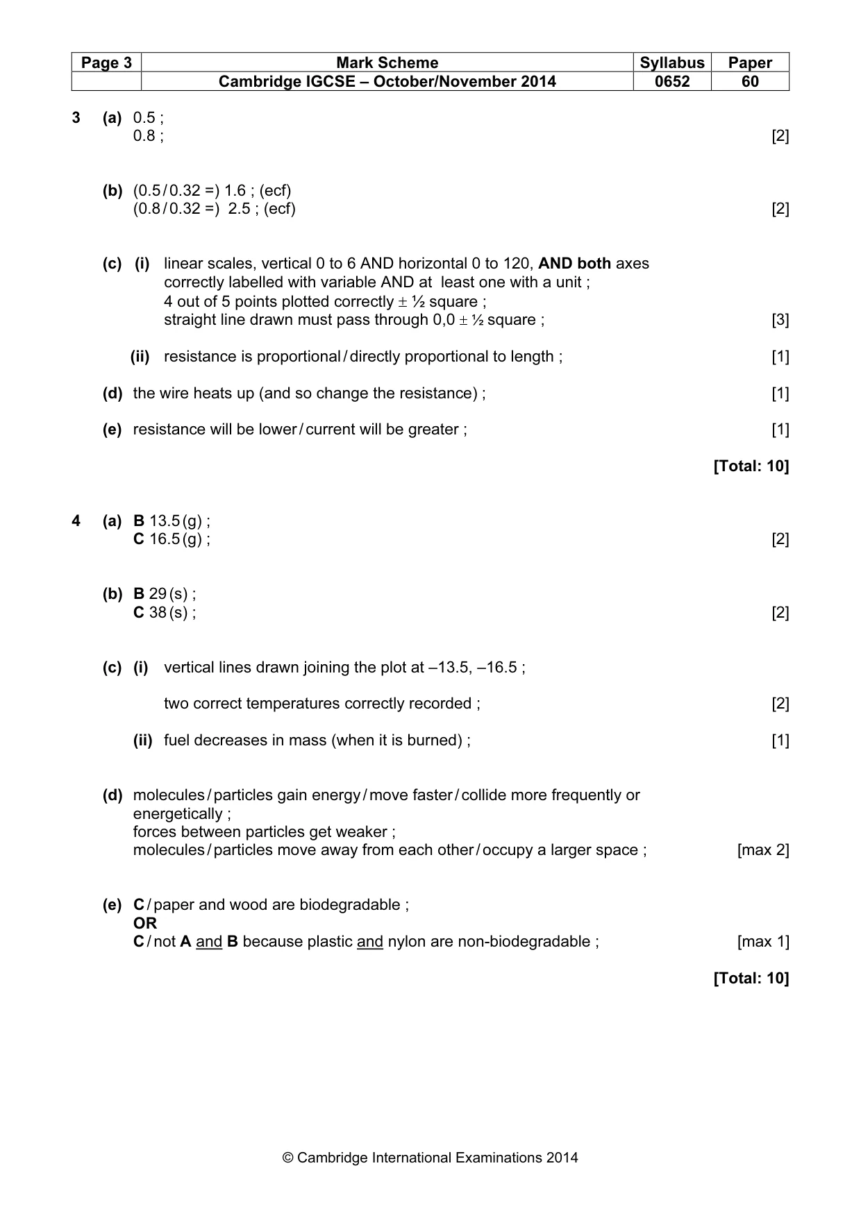 Mark scheme, page 3 of 4