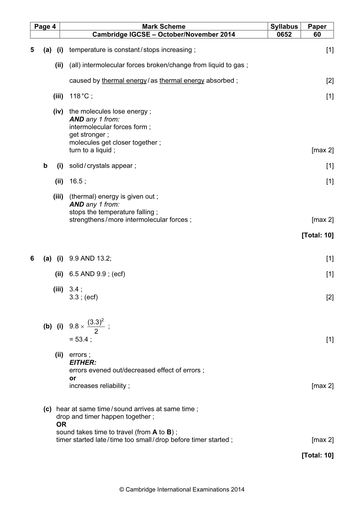 Mark scheme, page 4 of 4