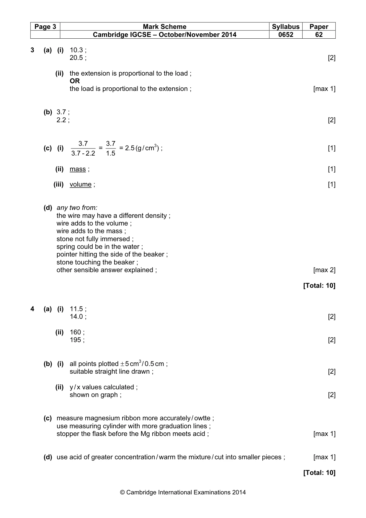Mark scheme, page 3 of 4