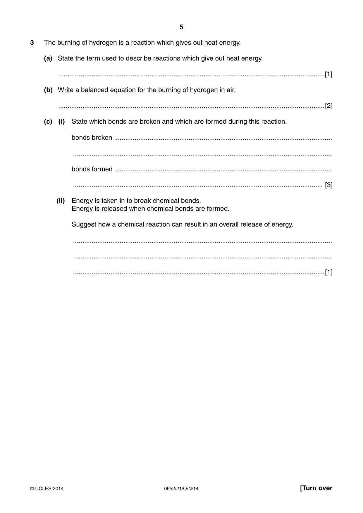Cambridge IGCSE Physical Science 0652 2014 Oct/Nov Paper 2 · Variant 1 question paper, page 5 of 20