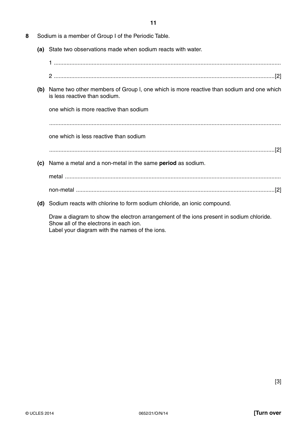 Cambridge IGCSE Physical Science 0652 2014 Oct/Nov Paper 2 · Variant 1 question paper, page 11 of 20